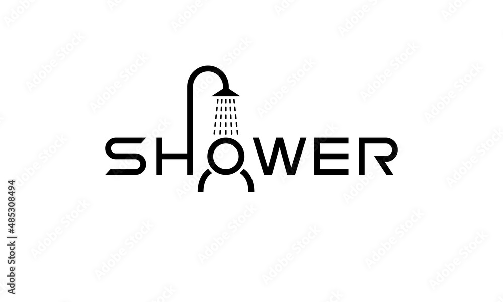 Shower text typography logo design. Shower text typography logo design.