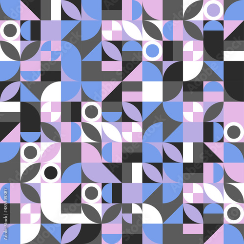 Bauhaus seamless retro pattern, vintage tile abstract background