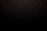Vector luxury black background with gold glitter particles.Golden confetti festive dark background.