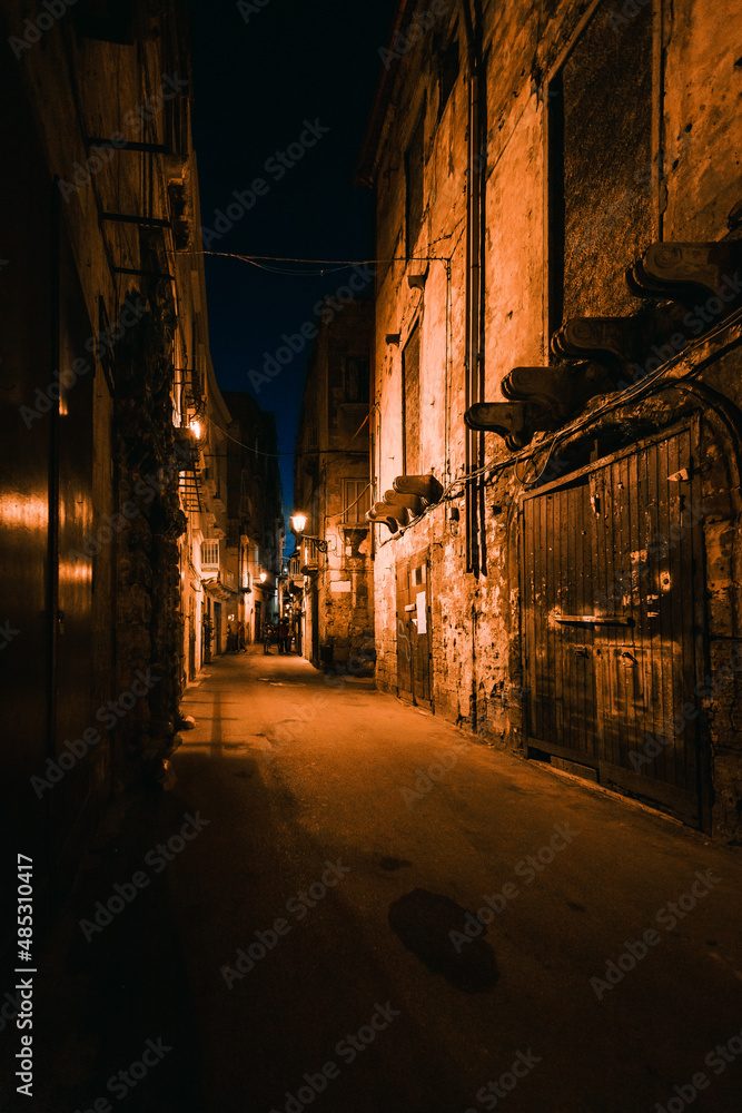 Historical centre at night, old town of Taranto