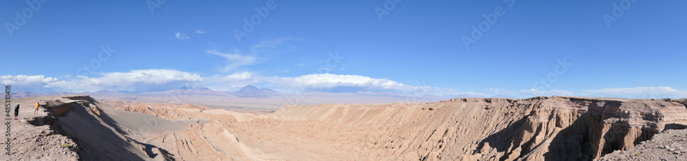 Impressive Atacama mountain and desert landscape, panorama with blue sky, Chile 
