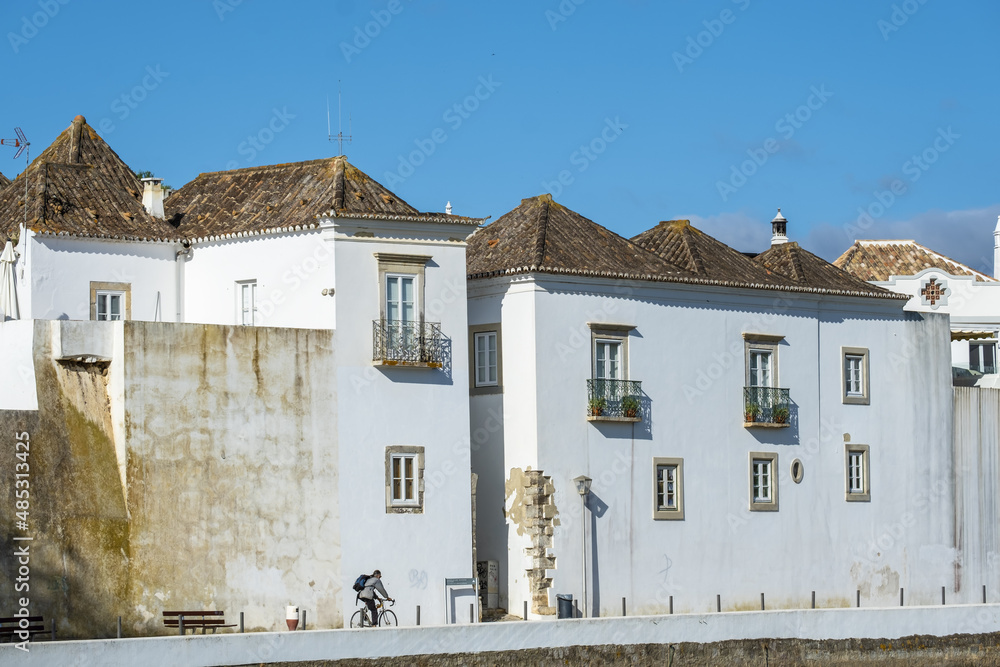 pediment and tiled roof in Tavira, Algarve, Portugal pediment and tiled roof in Tavira, Algarve, Portugal