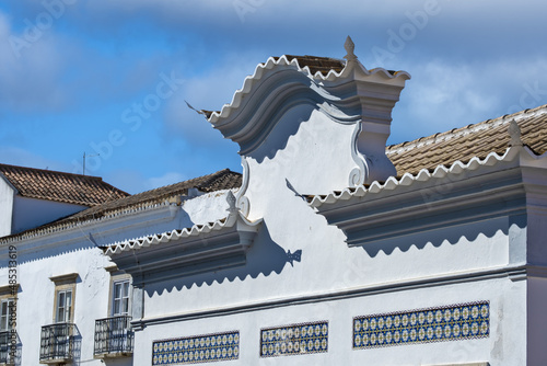 pediment and tiled roof in Tavira, Algarve, Portugal