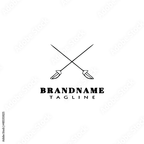 fencing sport logo cartoon design template icon black isolated vector illustration