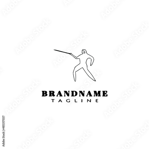 fencing sport logo cartoon design template icon black isolated vector illustration