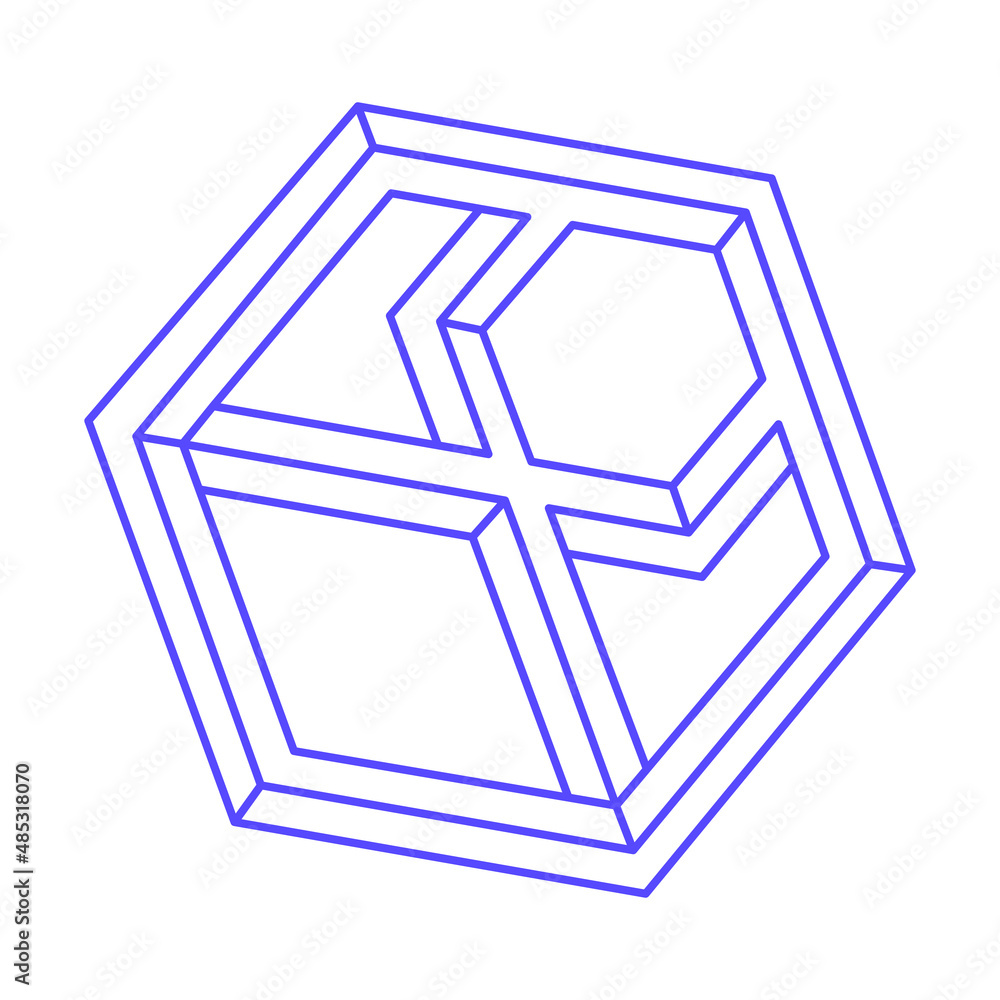 Logo. Impossible shapes, optical illusion, vector. Optical art objects. Geometric figures. Line art. Logo. Impossible shapes, optical illusion, vector. Optical art objects. Geometric figures. Line art.