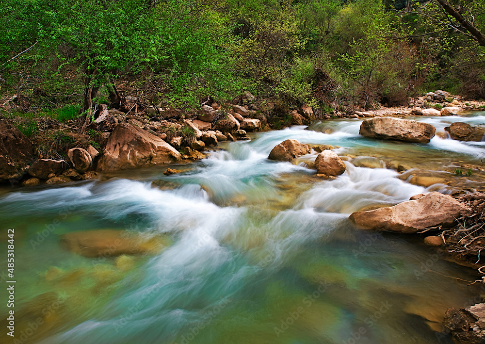 Water flow and rocks in Neda river, Peloponnese, Greece. Water flow and rocks in Neda river, Peloponnese, Greece.