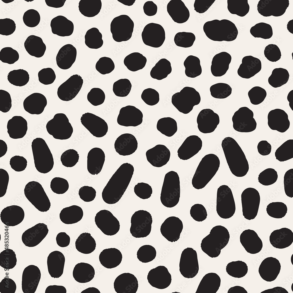 Irregular abstract polka dot seamless repeat pattern. Random placed, vector spots all over surface print on white background. Irregular abstract polka dot seamless repeat pattern. Random placed, vector spots all over surface print on white background.