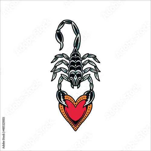 love scorpion tattoo vector design