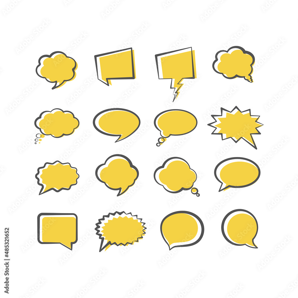 Chat, thought bubble comic style icon set. Speech balloon or cloud filled symbols. Chat, thought bubble comic style icon set. Speech balloon or cloud filled symbols.