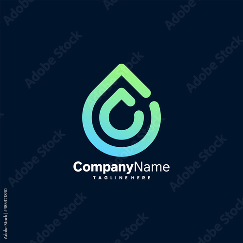 water logo letter c