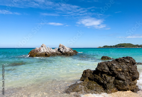 Beautiful rocks and beaches with beautiful blue skies. © อำนวย หัวคาด
