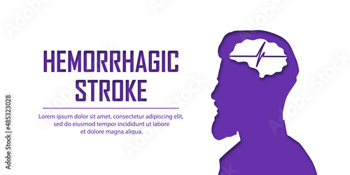 People suffering from hemorrhagic stroke. Hemorrhagic stroke patient concept. Medical help. People silhouette in paper cut style. Stroke types poster, banner. medical vector illustration
