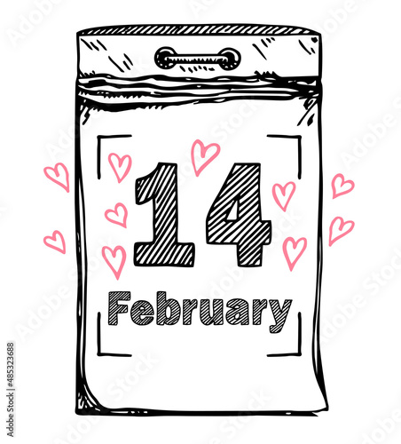Canvas Print Calendar 14 February Valentine s day
