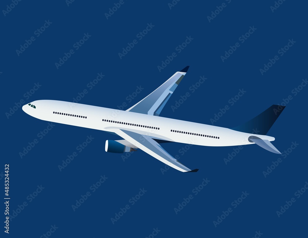 Airplane on a blue background, side view