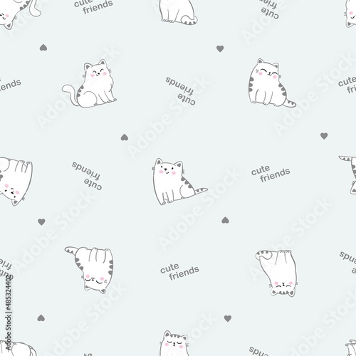 Vector seamless patern with cartoon cats