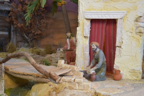 Fotografering Weihnachtskrippe orientalisch , nativity scene,
Diorama, Modellbau