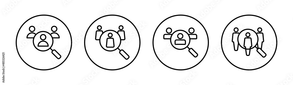 Obraz premium Hiring icons set. Search job vacancy sign and symbol. Human resources concept. Recruitment