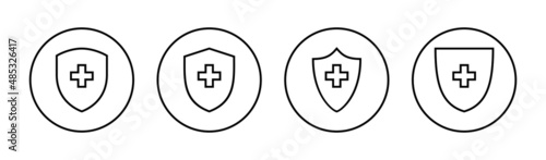 Health insurance icons set. Insurance health document sign and symbol