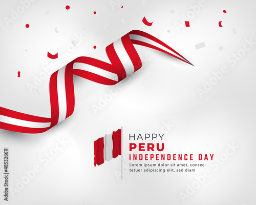 Happy Peru Independence Day July 28th Celebration Vector Design Illustration. Template for Poster, Banner, Advertising, Greeting Card or Print Design Element