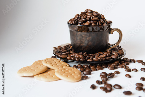 coffee beans and cup