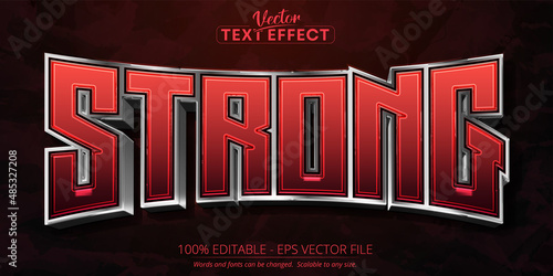 Silver text effect, editable strong text, shiny silver and soft red color text style on grunge background