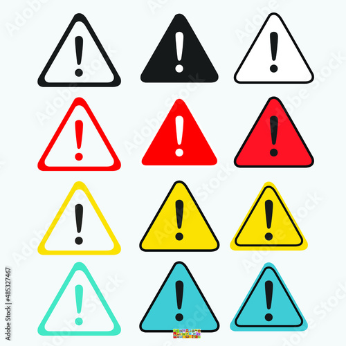 illustration of warning signs in various shapes and colors that are unique and bright  easy to use and edit for purposes