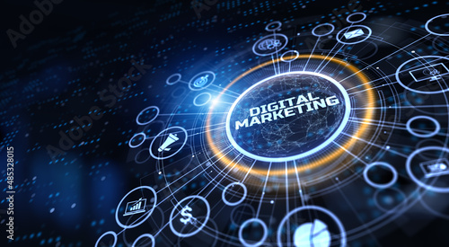 Digital marketing strategy online advertising internet technology concept.