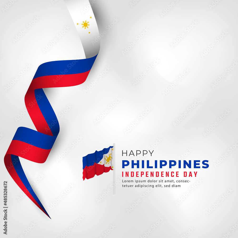 Happy Philippines Independence Day June 12th Celebration Vector Design Illustration. Template for Poster, Banner, Advertising, Greeting Card or Print Design Element Happy Philippines Independence Day June 12th Celebration Vector Design Illustration. Template for Poster, Banner, Advertising, Greeting Card or Print Design Element
