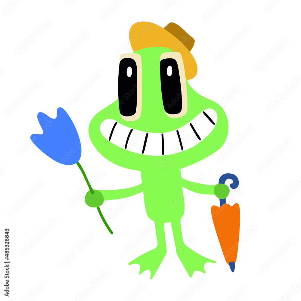 cartoon frog giving a flower cartoon frog giving a flower