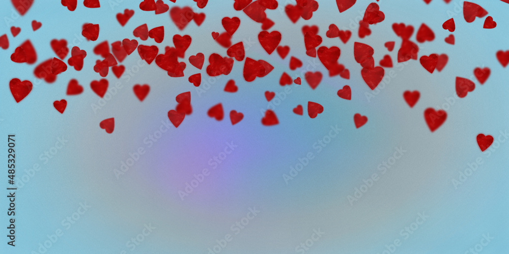 Recurso grafico para el día de San Valentín. Fondo o banner de corazones en distintos tamaños con fondo degradado en colores azules y rosas. Recurso con espacio para texto e imagen