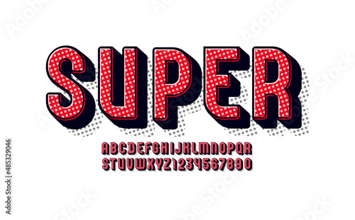 3D original Font, trendy alphabet, modern condensed capital Latin letters from A to Z and Arab numbers from 0 to 9 using stars