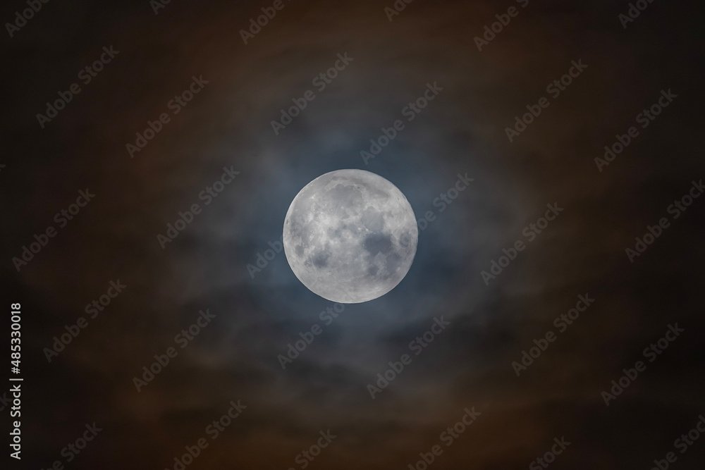 full moon and clouds