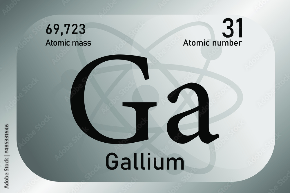 Naklejka premium Vector illustration of a sign, symbol of the galium atom, an element of the periodic table.