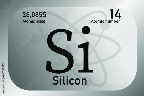 Vector illustration of a sign, symbol of the silicon atom, an element of the periodic table.