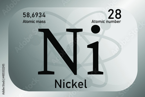Vector illustration of a sign, symbol of the nickel atom, an element of the periodic table.