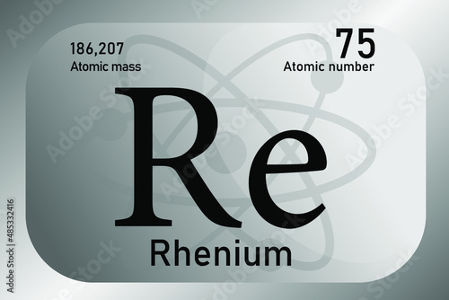 Vector illustration of a sign, symbol of the Rhenium atom, an element of the periodic table.