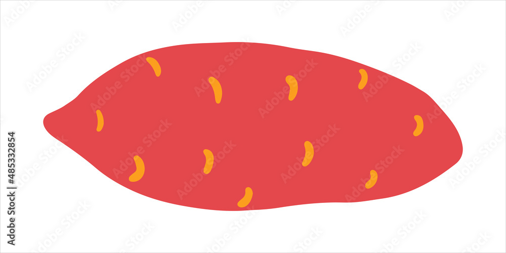 Cute sweet potato icon. Vector flat hand drawn illustration of batata in cartoon style Cute sweet potato icon. Vector flat hand drawn illustration of batata in cartoon style