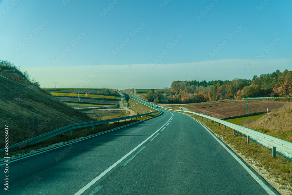 Polish new asphalt local road 