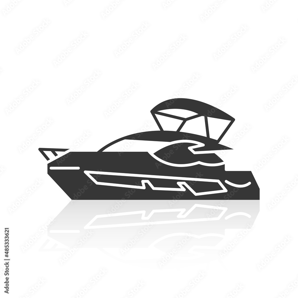 Solid icons for Boat and shadow, vector illustrations Solid icons for Boat and shadow, vector illustrations