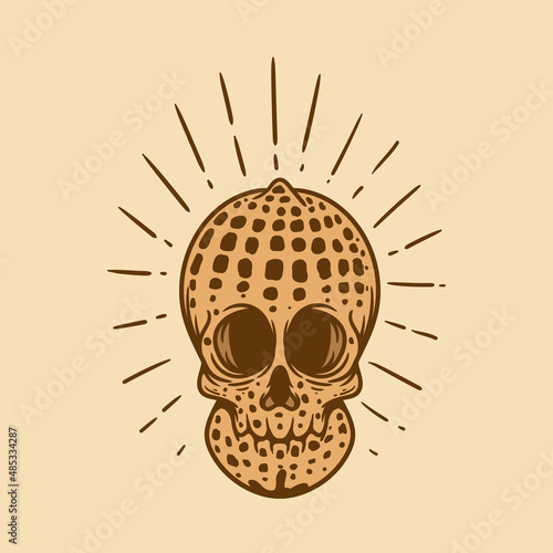 vintage style skull face peanut illustration