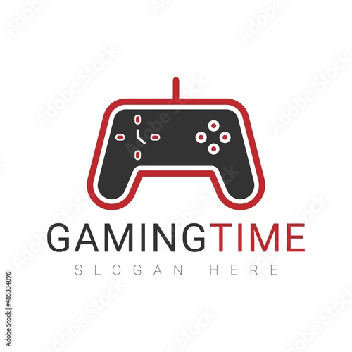 Game time with console logo design vector 