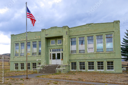 Old school building of Antelope, Oregon, USA