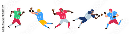 american football players set vector illustration