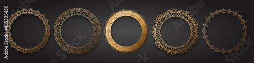 Decorative golden circles frame