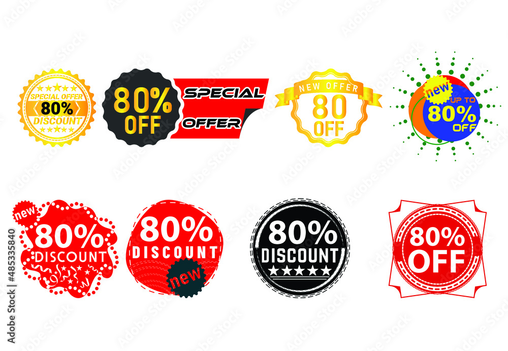 Fototapeta premium 80 percent discount new offer logo and icon design bundle