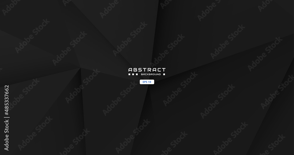 Solid black low poly background, abstract geometric triangular style. vector illustration graphic design background template.