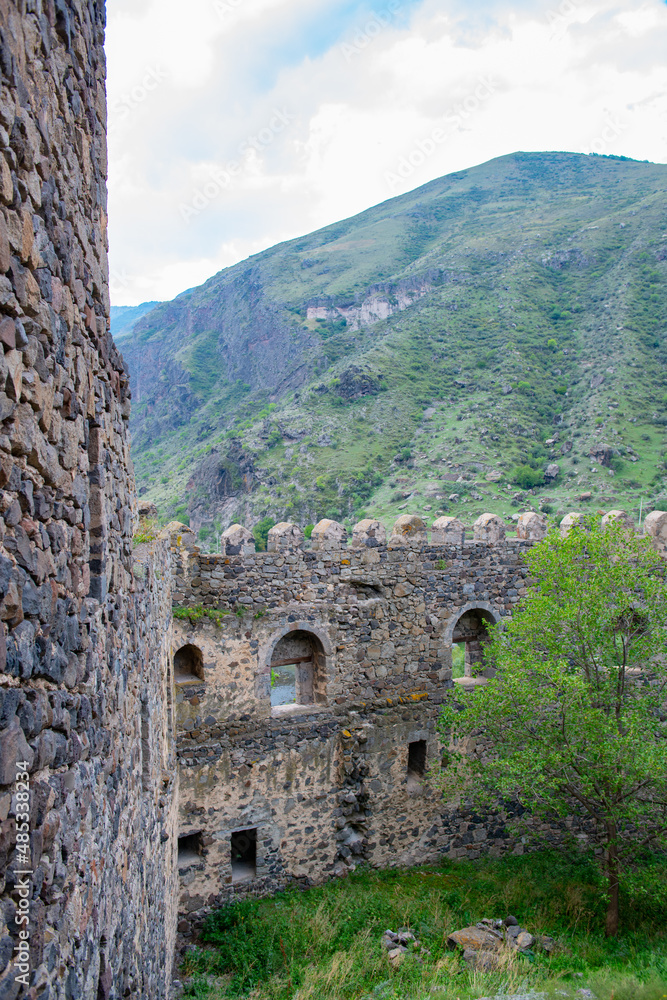 the ancient fortress of Khertvisi stands on a high hill
