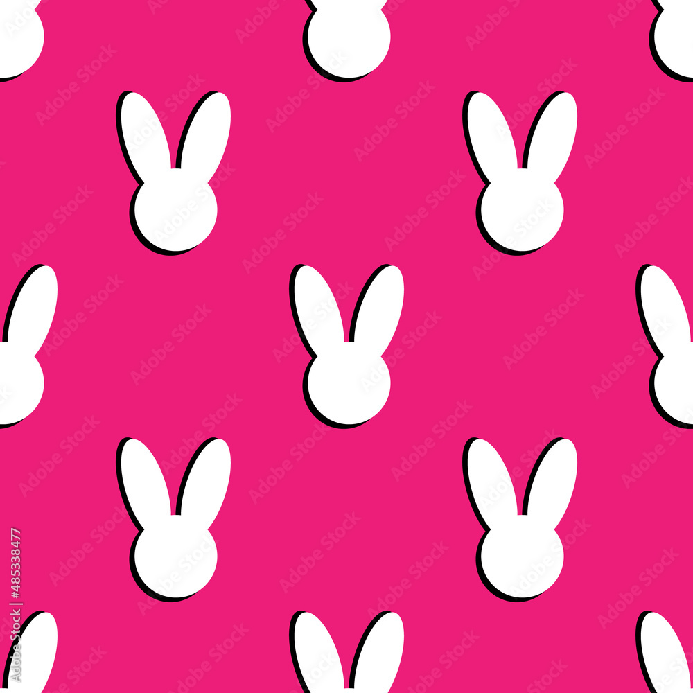 Seamless pattern with white rabbit heads on pink background. Bunny pattern. Vector illustration Seamless pattern with white rabbit heads on pink background. Bunny pattern. Vector illustration