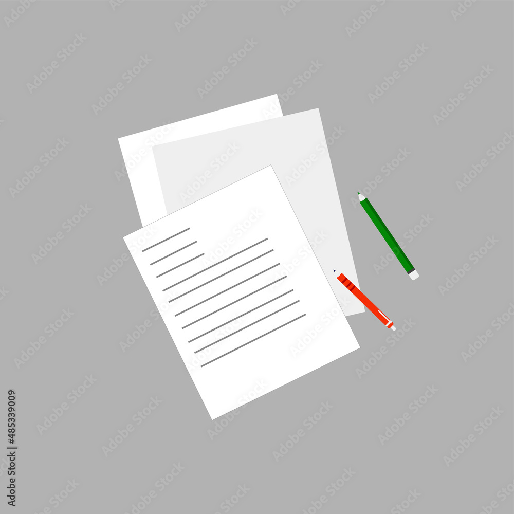 Set of vector desktop elements. Documents, stationery. Set of vector desktop elements. Documents, stationery.